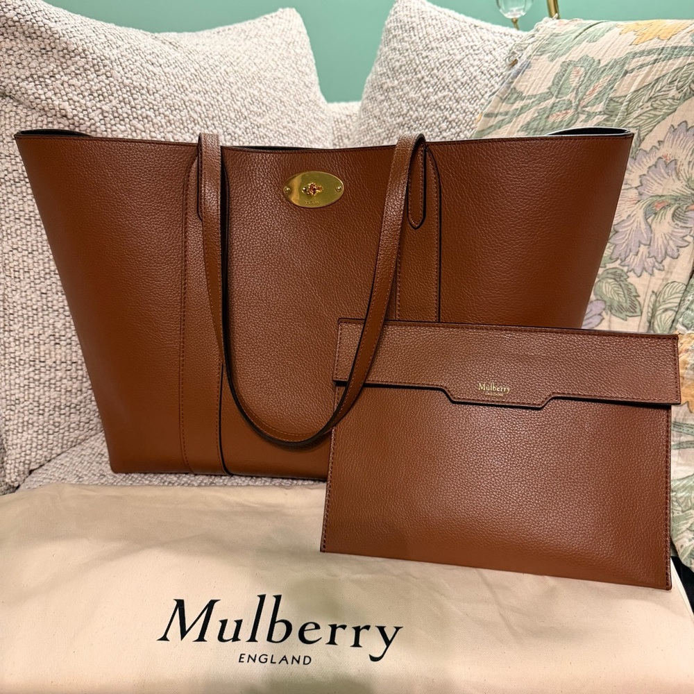 Pre-Owned Mulberry Bayswater Leather Tote - Oak Brown Color